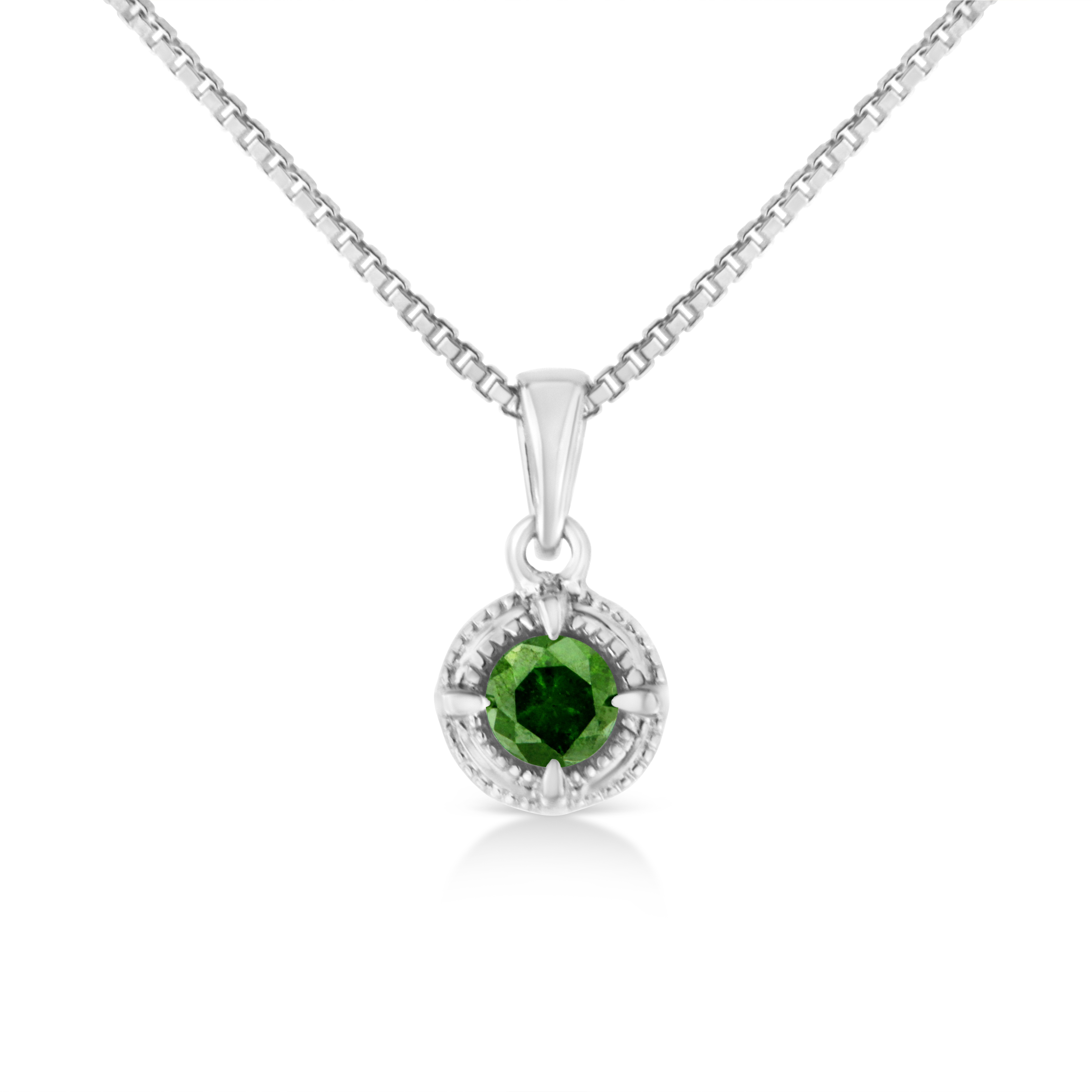 .925 Sterling Silver 1/5 Cttw Treated Green